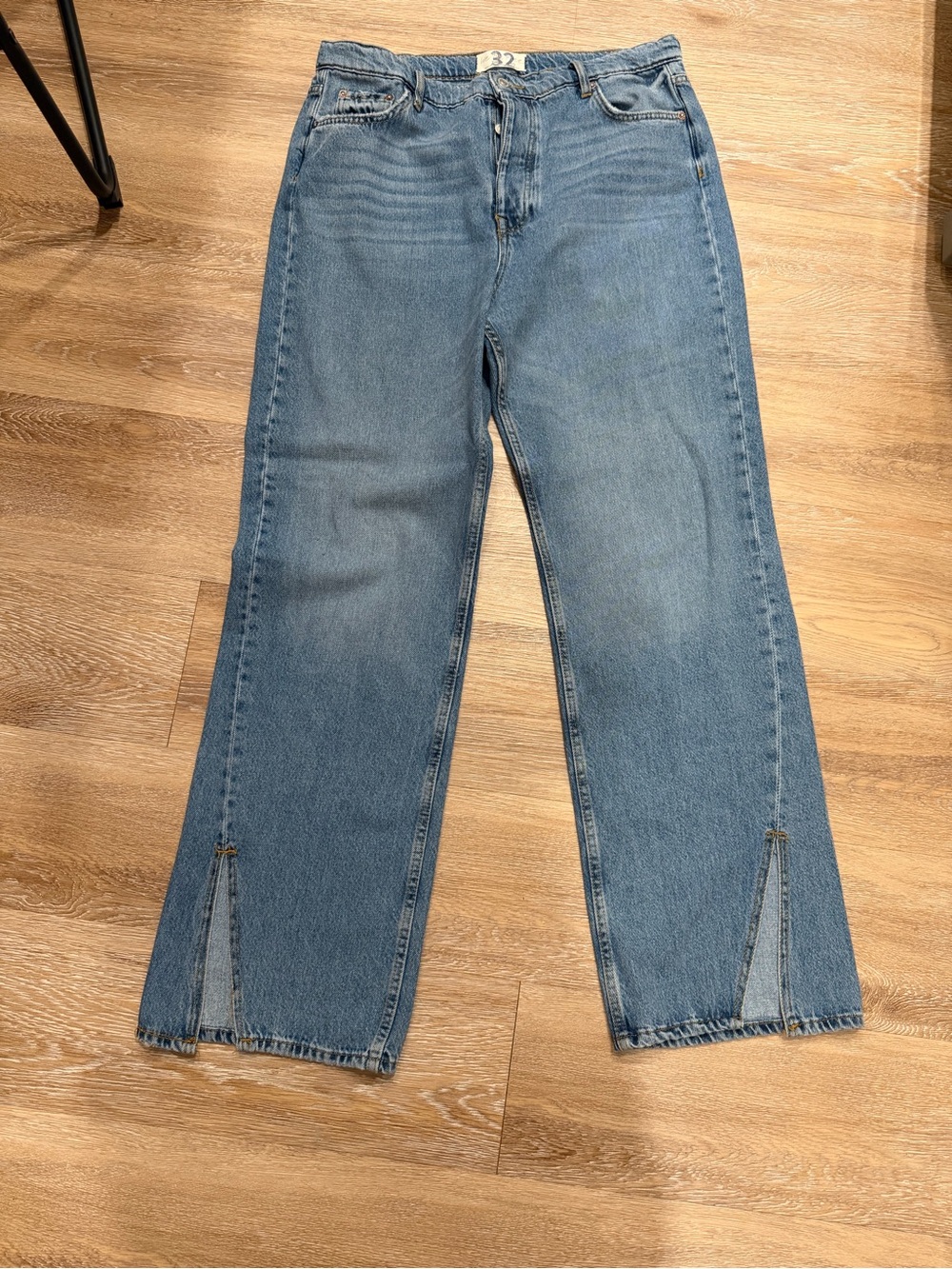 We The Free Light Blue Flare Jeans with Hem Slits